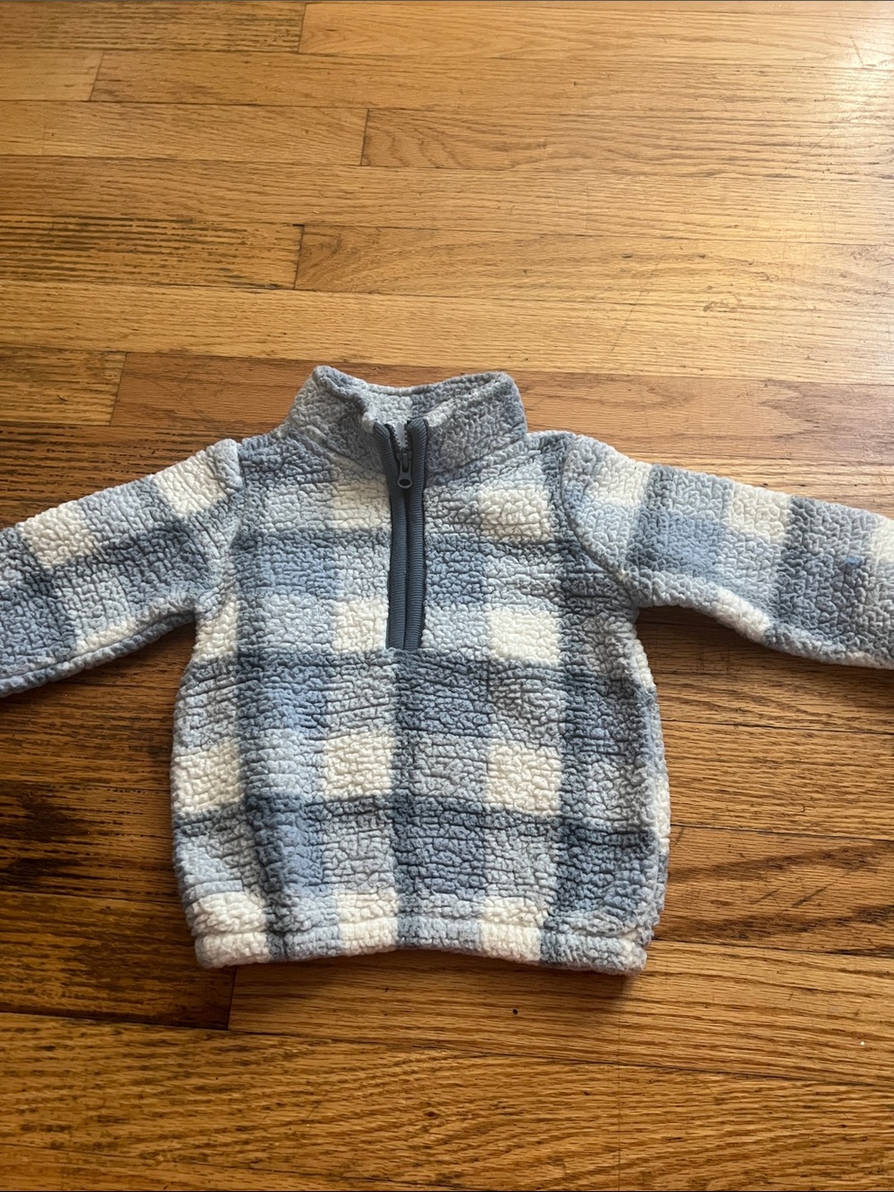 Carters Kids Cozy Half-Zip Sherpa Pullover - Blue & White Plaid